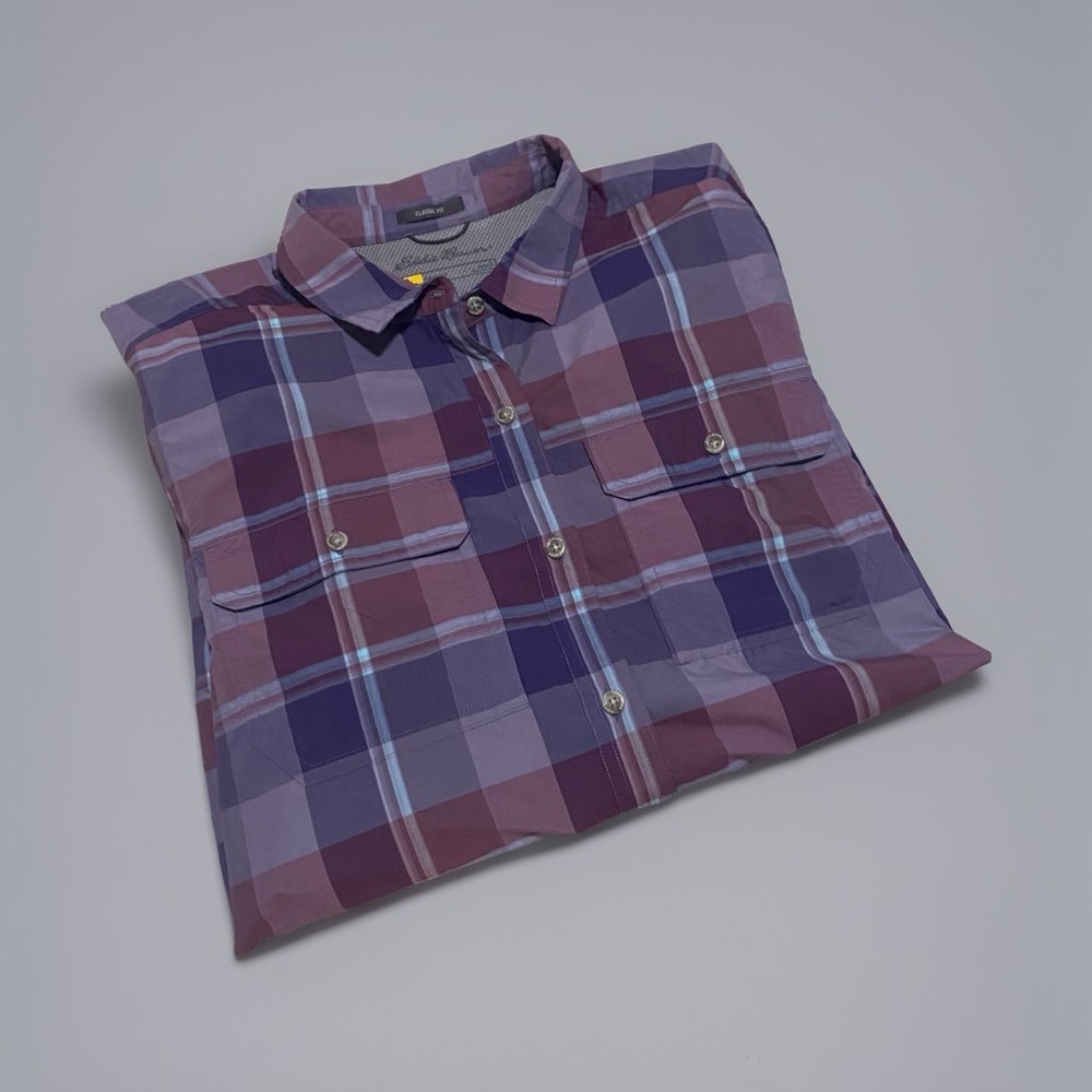Eddie Bauer Purple Plaid Button-Down Shirt - Picture 2 of 6